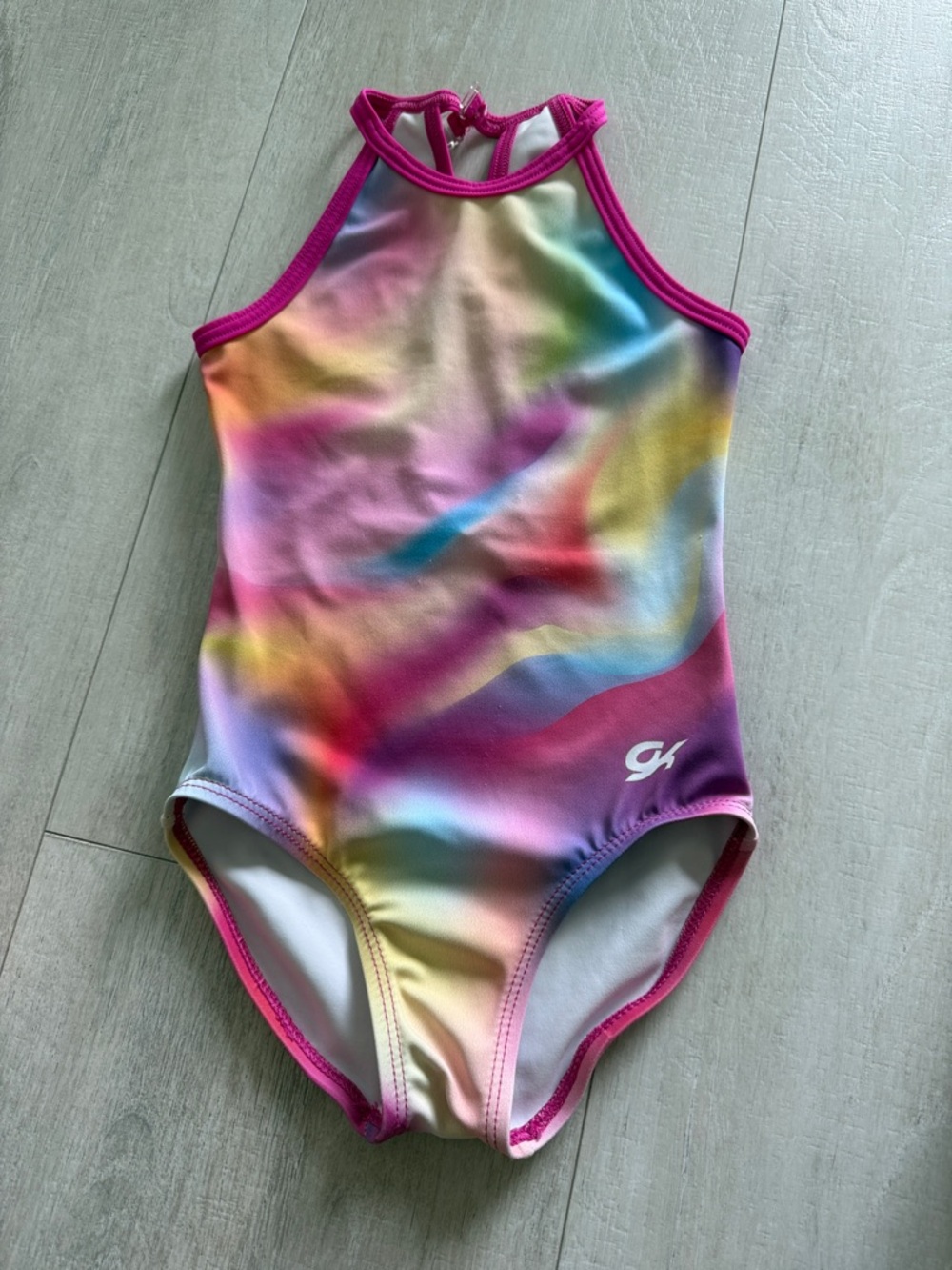 GK Girls' Rainbow Tie-Dye leotard